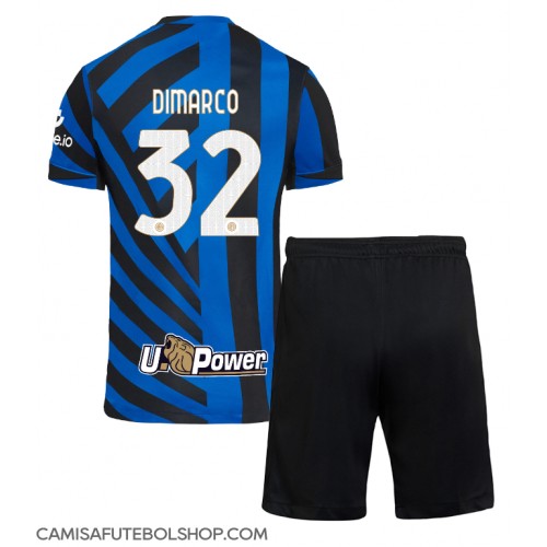 Camisa de time de futebol Inter Milan Federico Dimarco #32 Replicas 1º Equipamento Infantil 2024-25 Manga Curta (+ Calças curtas)